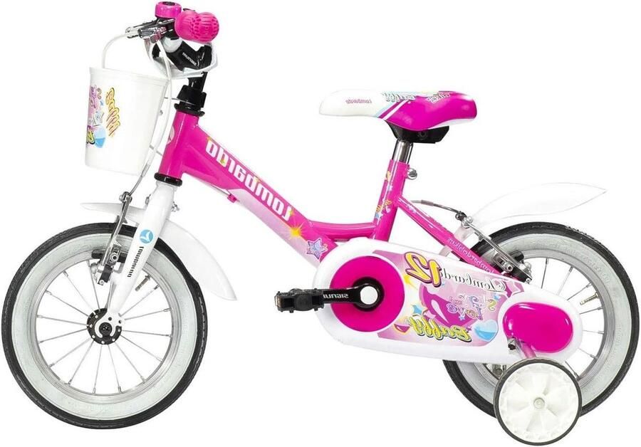 Meisjesfiets Kinderfiets Fiets Veilig Fietsen Met Mand 12 inch Fuchsia Wit