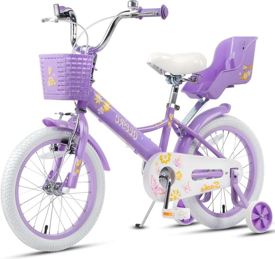 Meisjesfiets Kinderfiets Leren Fietsen Inclusief poppenstoel 16 inch Paars