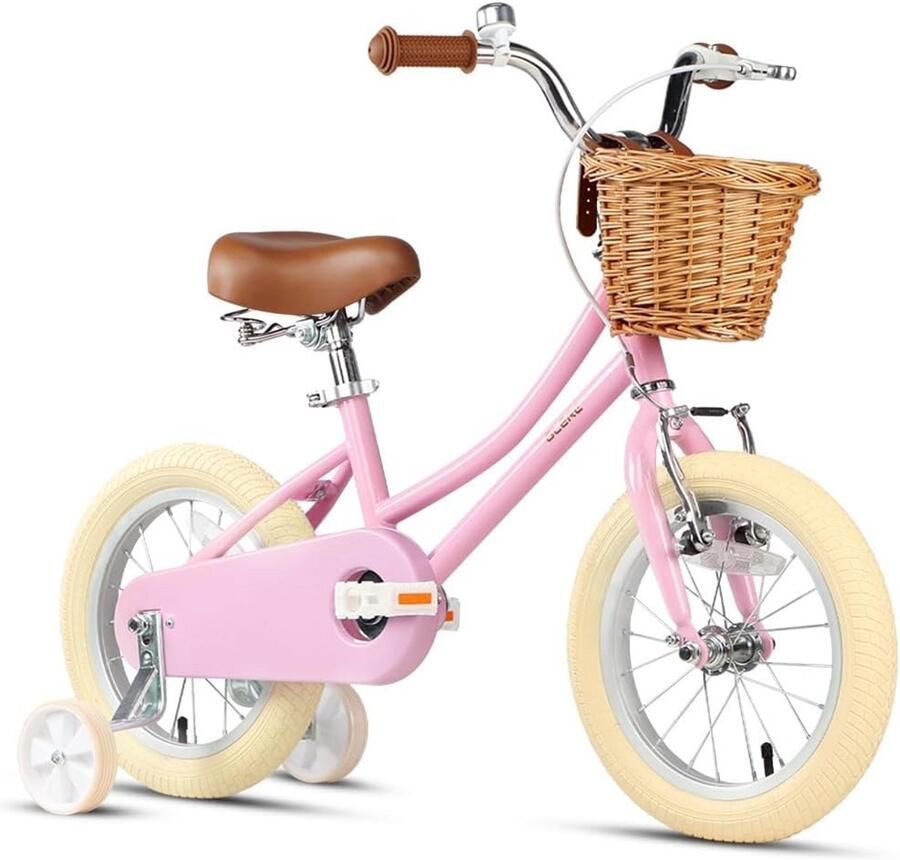 Meisjesfiets Kinderfiets met mand Leren fietsen In hoogte verstelbaar 12 tot 20 inch Roze