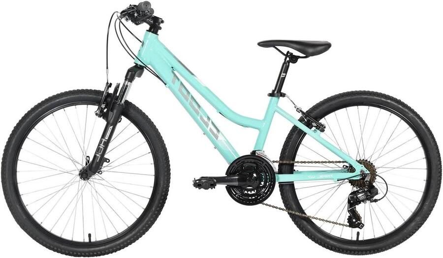 Meisjesfiets Kinderfiets Mountainbike Avontuurlijke Ritten Lichtgewicht Aluminium Frame 24 Inch Hemelgroen