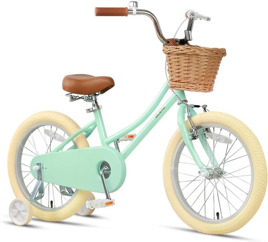 Meisjesfiets met mand Kinderfiets Leren fietsen Meegroeifunctie 18 inch Mint Groen