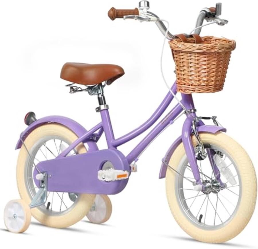 Meisjesfiets met Mand voor Kinderen van 3-10 Jaar 12 tot 20 Inch Met Bel en Stabilisatoren