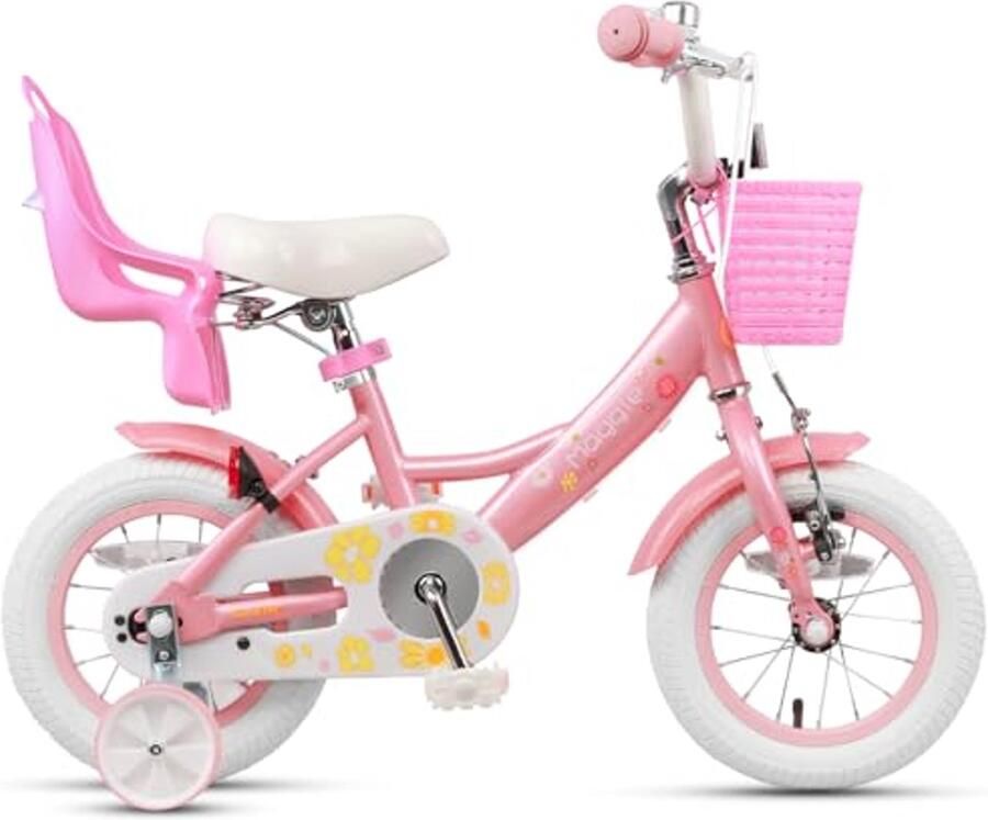 Meisjesfiets met Poppenzitje en Steunwielen 12-20 inch