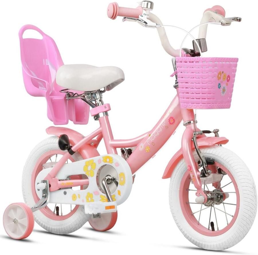 Meisjesfiets met Poppenzitje en Steunwielen 12-20 inch