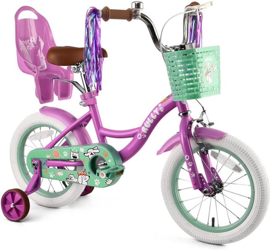 Meisjesfiets met Stabilisatoren en Mand 12-16 Inch
