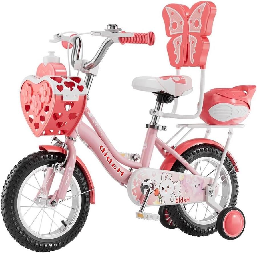 Meisjesfiets Prinses Kinderfiets Complete Set Leren Fietsen Dubbel Remsysteem 14 Inch Roze