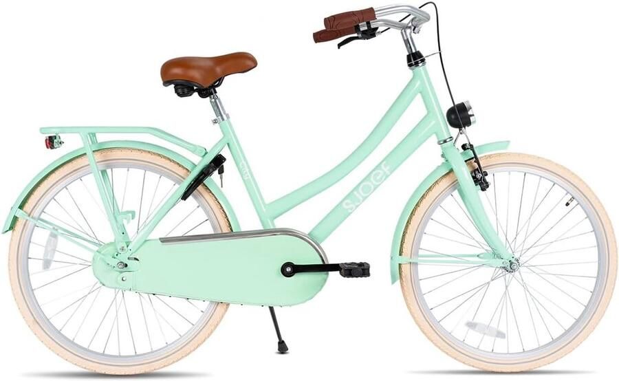 Meisjesfiets Stadsfiets Kinder Dagelijks Gebruik Verstelbaar Zadel Stuur 24 inch Groen