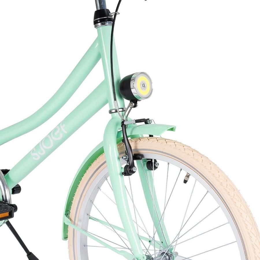Meisjesfiets Stadsfiets Kinder Dagelijks Gebruik Verstelbaar Zadel Stuur 24 inch Groen