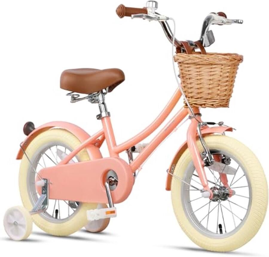 Meisjesfiets voor Kinderen met Mand Duurzaam en Veilig 12-20 Inch Vintage Design Met Stabilisatoren