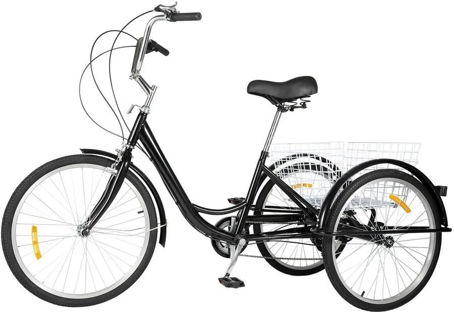 Mila Shop Driewieler voor volwassenen 7 versnellingen Senioren fiets Met den 24 inch Lengte volwassene 160cm tot 180cm Zwart