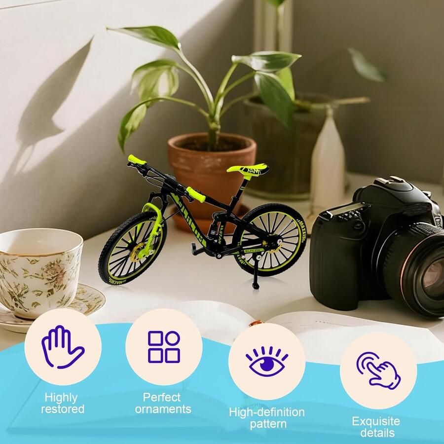 Miniature Alloy Mountain Bike Finger BMX Bicycle Model 1:10 Realistic Decorative Bicycle Collectible & Gift for Adults