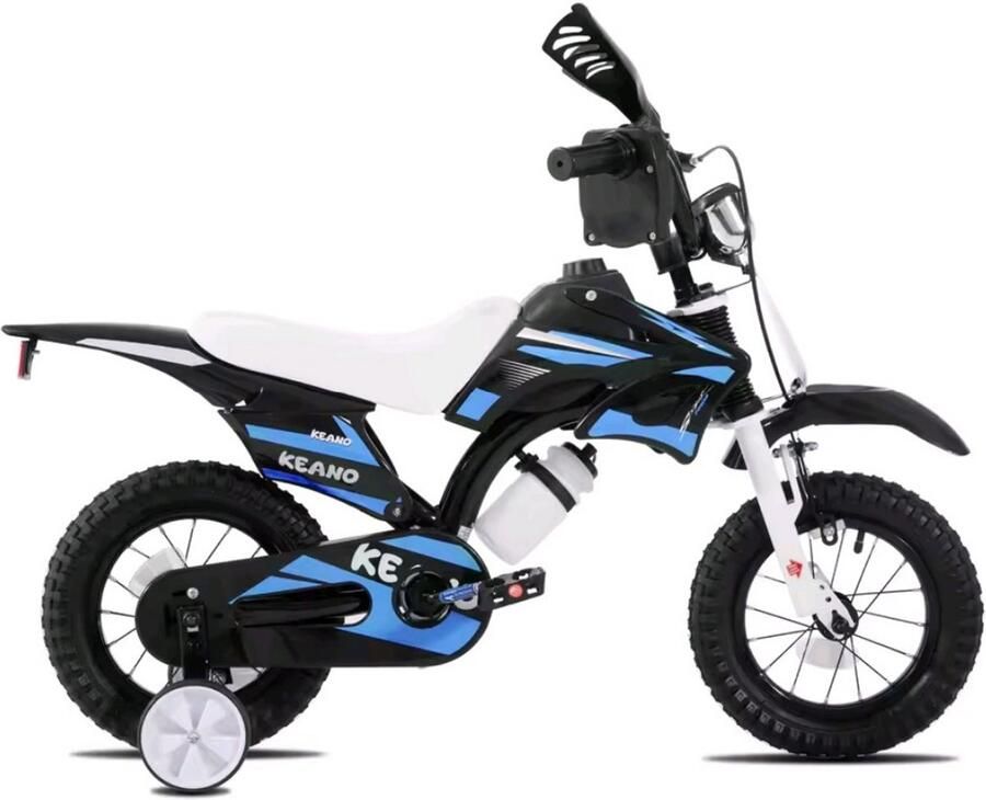 MotoBike Kinderfiets 12 inch met zijwieltjes Blauw