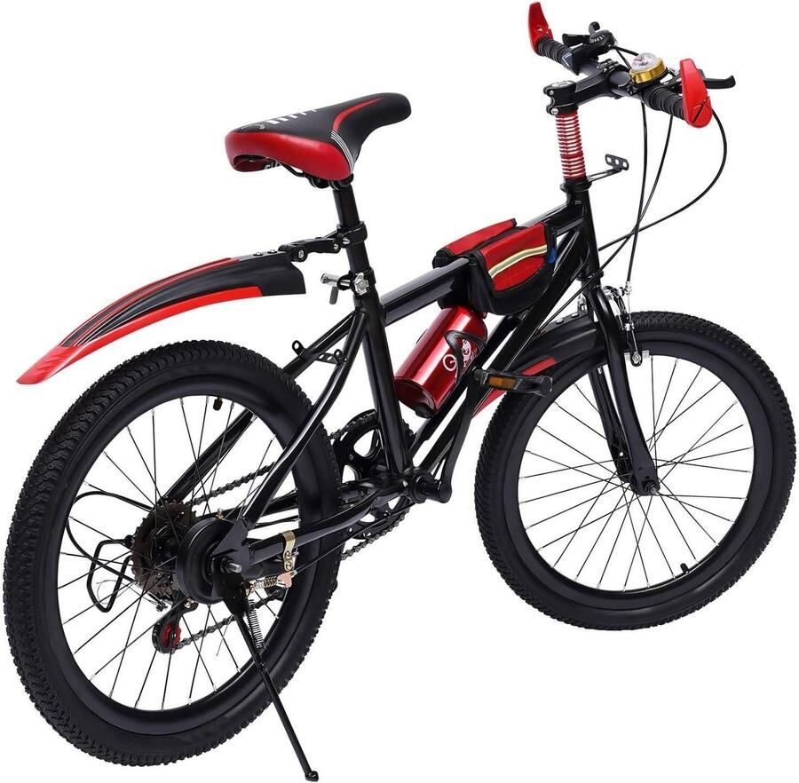Mountainbike 20 inch 7 versnellingen mountainbike jonge fiets met houder voor off-road fiets voor kinderen met verstelbare mountainbike-derailleur rood