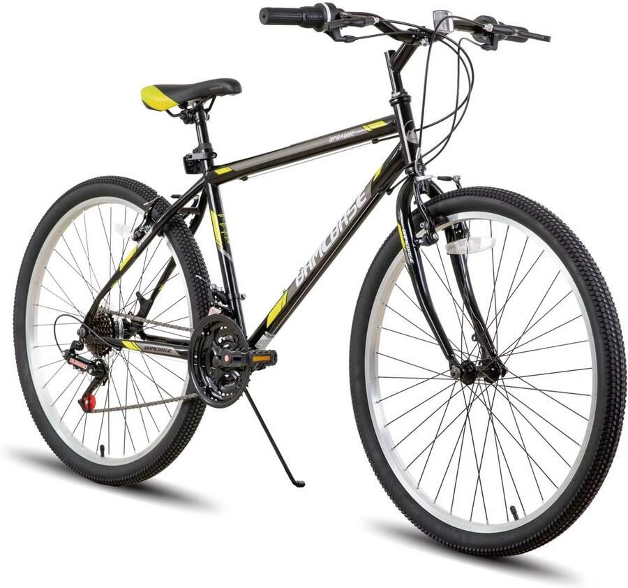 Mountainbike 26 Inch 21 Versnellingen Stalen Frame Achterderailleur V-rem Zwart Geel