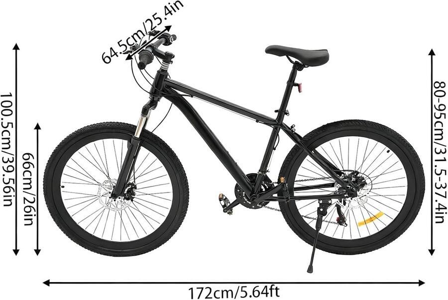 Mountainbike 26 inch hoogwaardig staal 21 versnellingen ideaal voor moeilijk terrein SnelShoppen