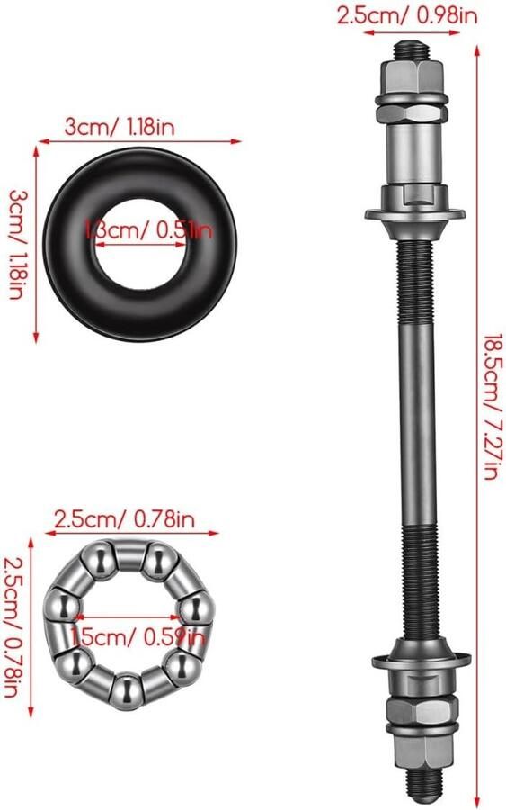 Mountainbike Achterwiel Set met 180 mm As Inclusief Lagers en Reparatieset Fietsaccessoires en Reserveonderdelen