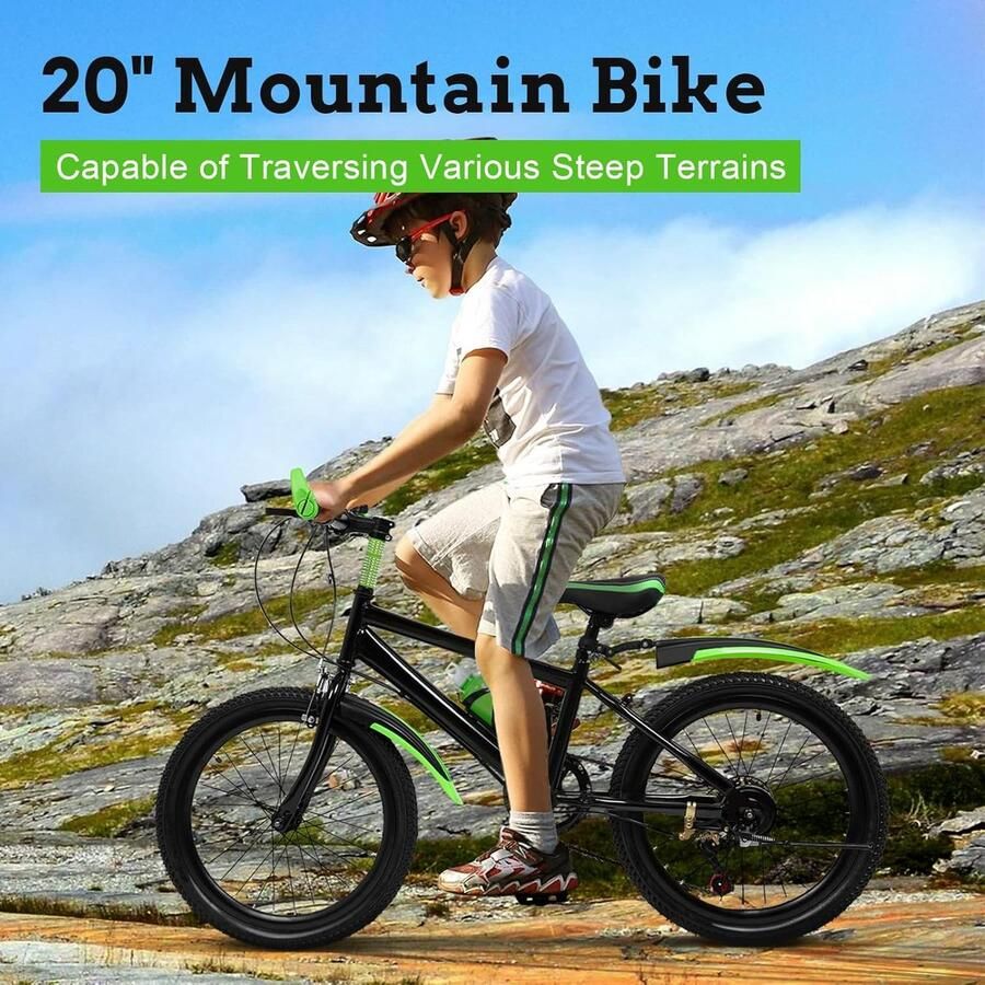 Mountainbike Fiets Stadsfiets Trekking Dagelijks Gebruik 7 Versnellingen 20 Inch Wiel Groen