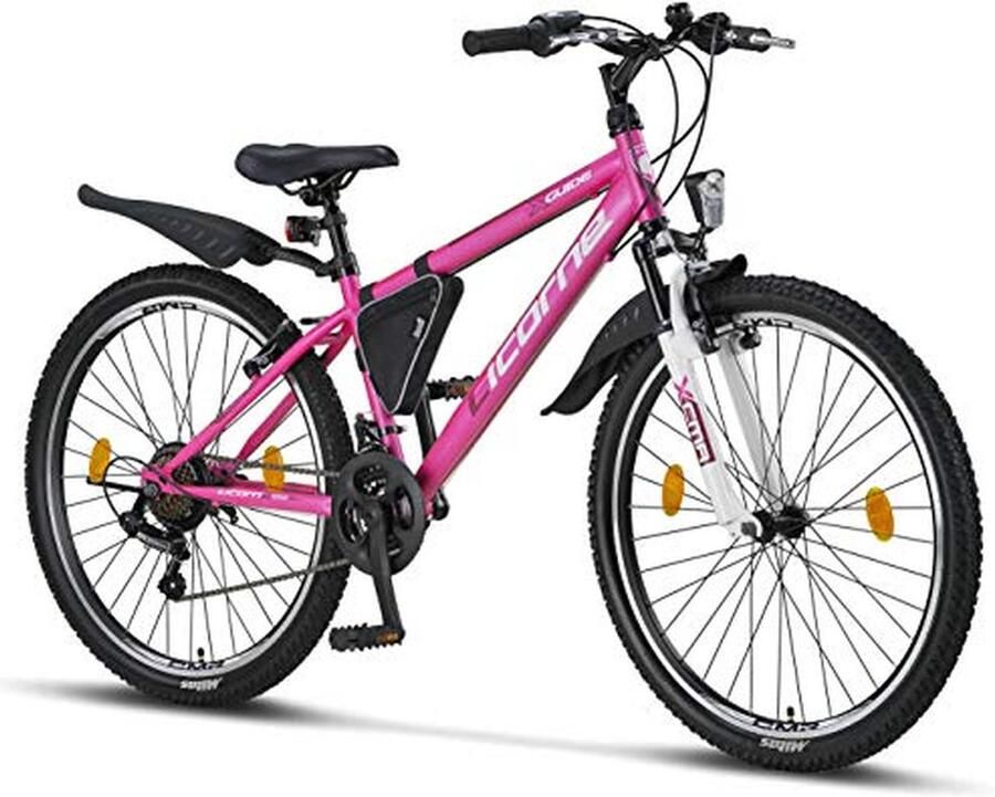 Mountainbike Gids All-round fiets Sportief fietsen 21 versnellingen 26 inch Roze Wit