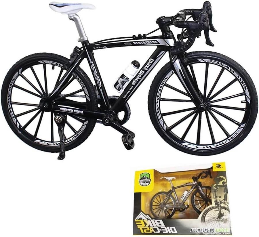 Mountainbike Model Vingerfiets Speelgoed Bureau Decoratie Realistisch Design 1:10 Schaal Zwart