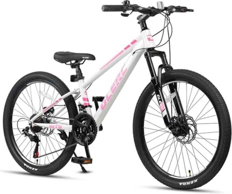 Mountainbike voor Kinderen 24 inch Kinderfiets voor en 21 Versnellingen met Voorwielvering en Schijfrem