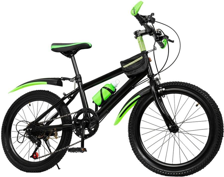 Novendo Goods Kinder mountainbike 20 inch 7 Versnellingen dubbele schijfrem verstelbaar zadel inclusief bidon en frametas