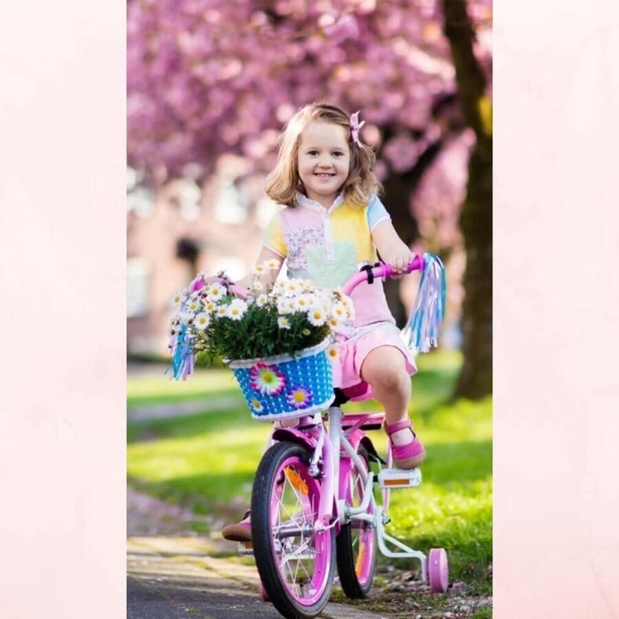 Okado Stuurslingers Kinderfiets 2 Stuks – Fiets Stuurversiering met Franjes Roze Paars Lichtblauw – Handvat Streamers voor Kinderfiets Driewieler en Fietsdecoratie – 24 cm
