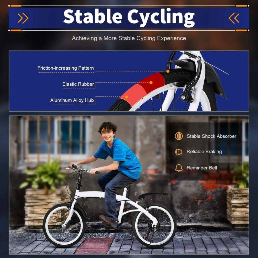 Corenia Opvouwbare Fiets – Stadsfiets – Vouwfiets – Compacte Fiets – 20 Inch – 7-Speed Versnellingen – Lichtgewicht Carbonstaal - Foto 2