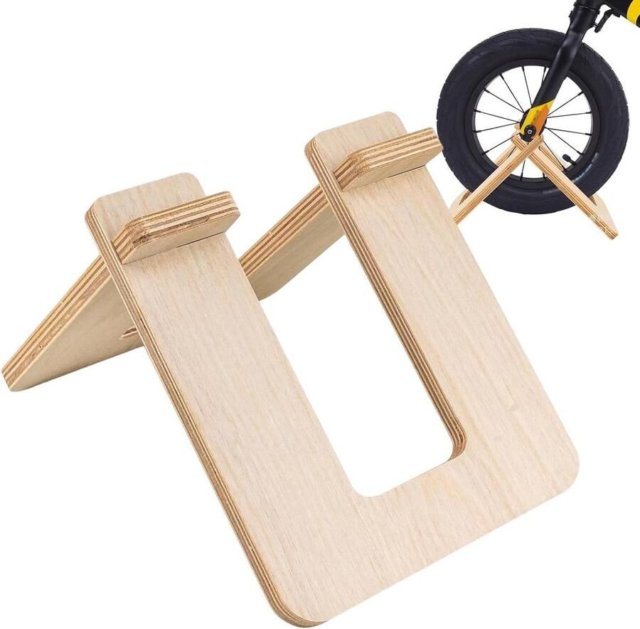 Parkeerrek Loopfietsen Fietsenrek Kinderen Speelgoed Organiseren Stijlvol Houten Ontwerp 10-12 inch Natuurlijk Hout