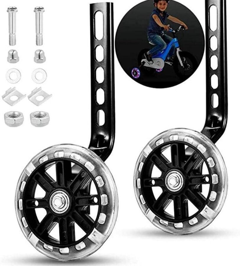 Plus Universele steunwielen voor kinderfiets hulpwielen voor kinderfiets zwart