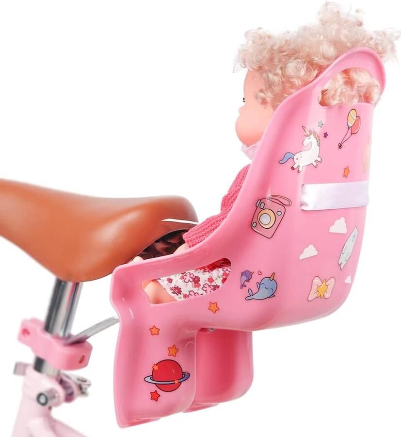 Poppenfietszitje voor meisjesfiets met doe-het-zelf eenhoorn-stickers babypop-fietsendrager kinderfietsset cadeaus voor kinderen