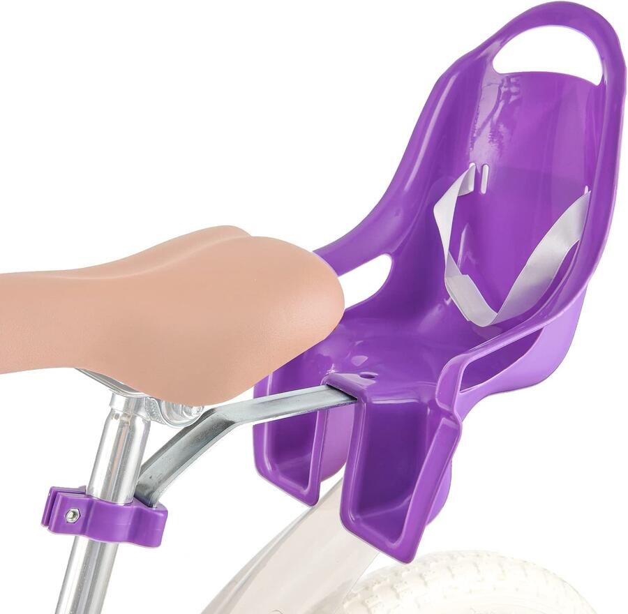 Poppenzitje voor Kinderfiets met DIY Stickers in Paars