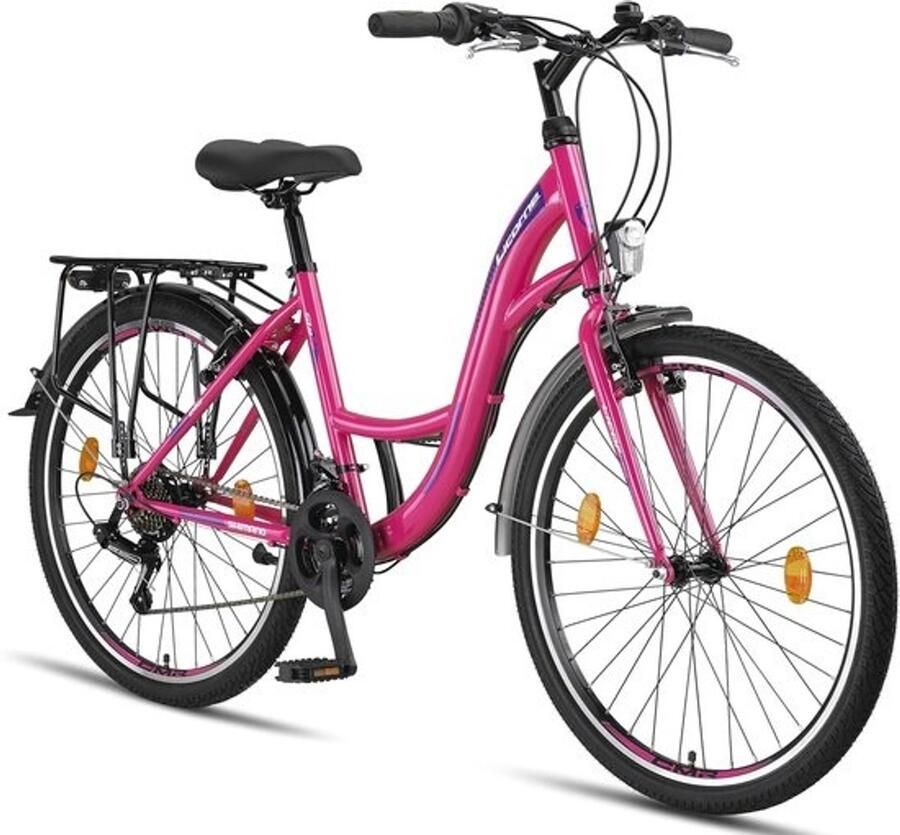 Premium stadsfiets 26 inch Shimano 21 versnellingen Voor jongeren en volwassenen Roze