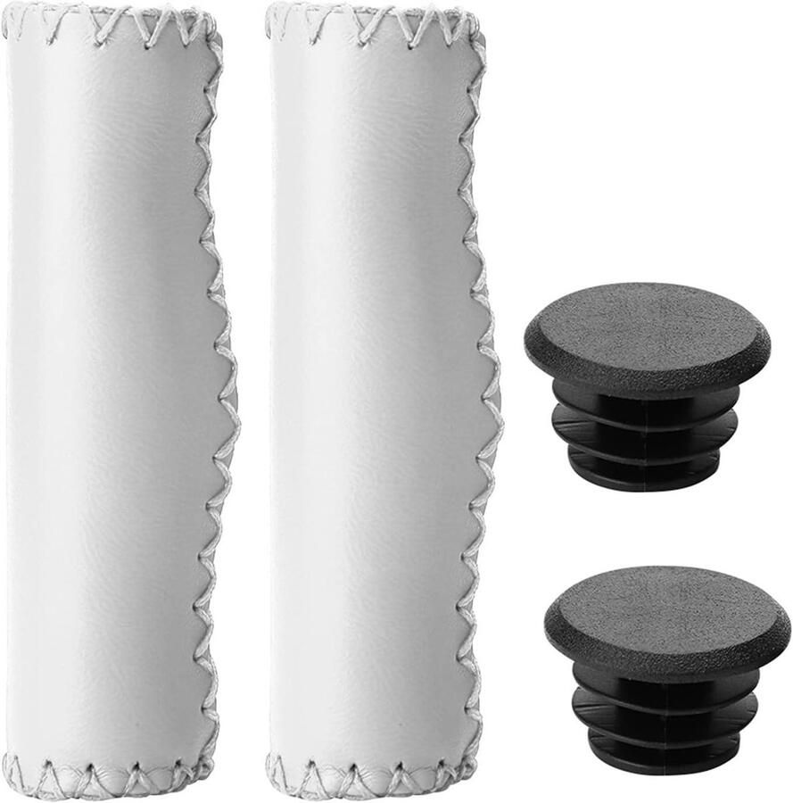 Provento Handgenaaide stuurgrepen voor BMX mountainbike en vouwfiets in wit Set van 2 met stekker