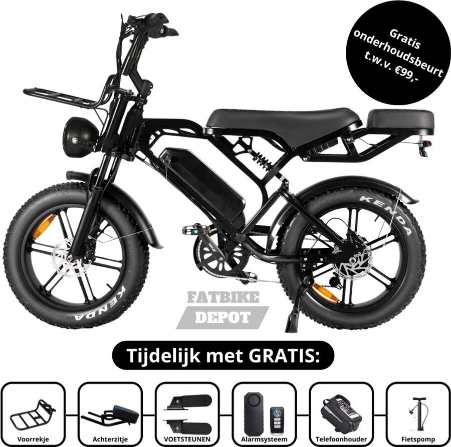 Fatbike Depot QM WHEEL V20 PRO Fatbike Hydraulische rem 250 Watt Zwart