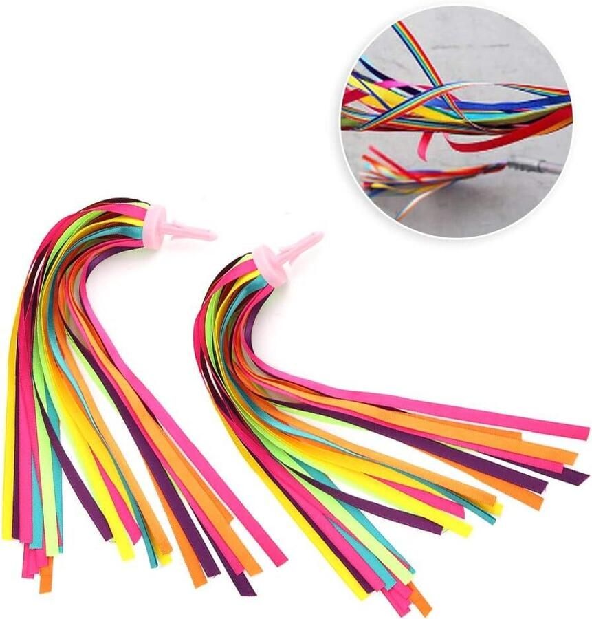 Regenboog Fiets Streamers voor kinderen Leuke Kwasten voor fietsgrepen Kleurrijke Accessoires voor Kinderfiets Fietsdecoratie in Meerdere Kleuren