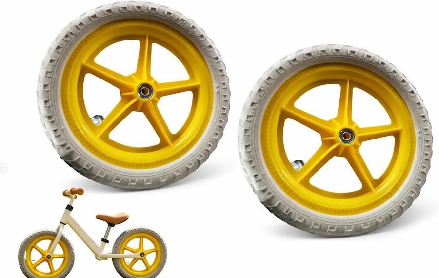 Reservewielen Kinderfiets Loopfietsonderdelen Buiten Spelen Lichtgewicht Ontwerp 12 Inch Set Geel