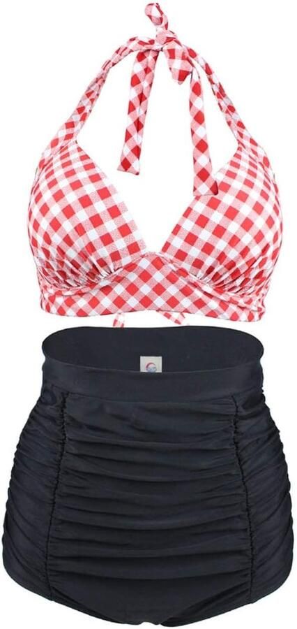 Retro jaren '50 badmode bikini set push-up hoge taille bikinibroek buikweg