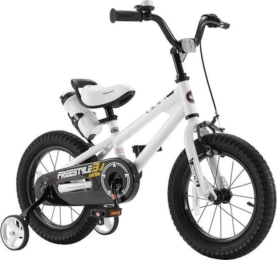 RM Store Kinderfiets Sportfiets Fiets Voor kinderen Met zijwieltjes Voetrem Handrem Met bel Wit 12 inch