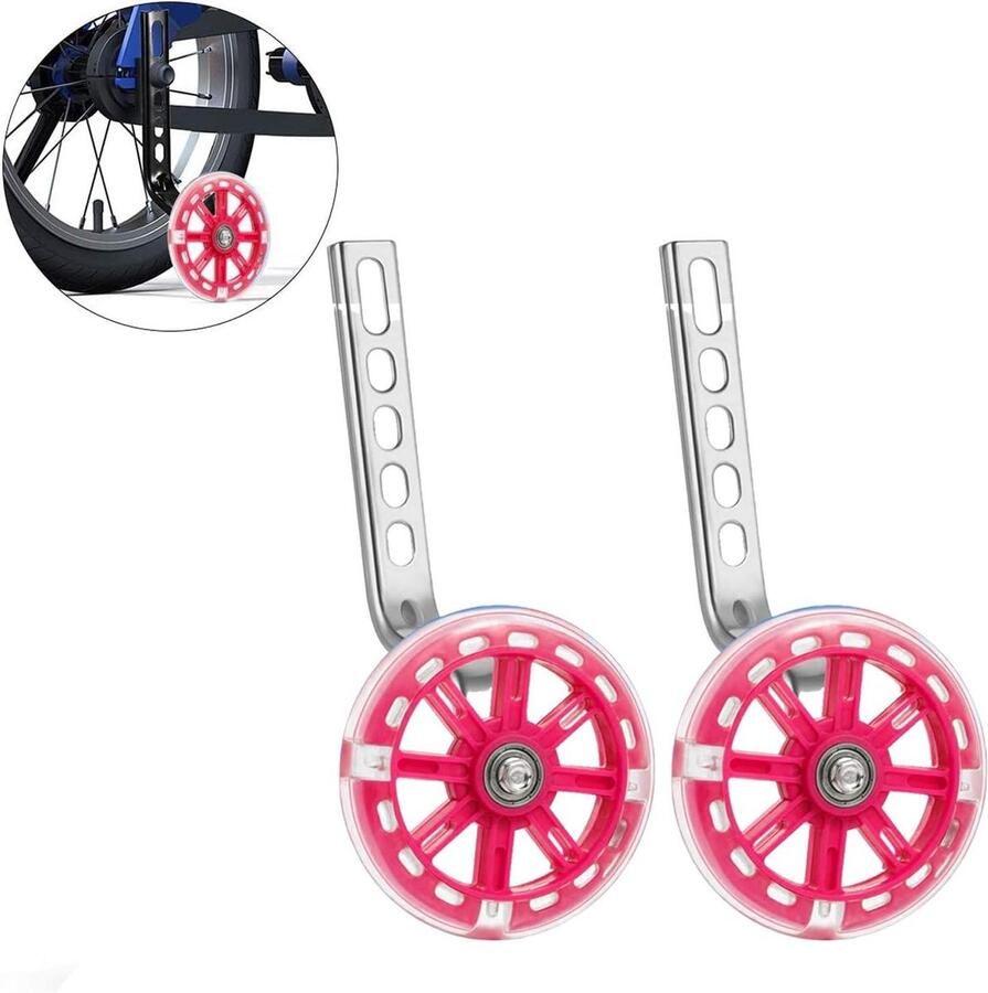 Ronte Universele steunwieltjes voor kinderfiets in rood Kindvriendelijke zijwieltjes met snelle montage Extra stabiliteit en veiligheid voor kinderfietsen