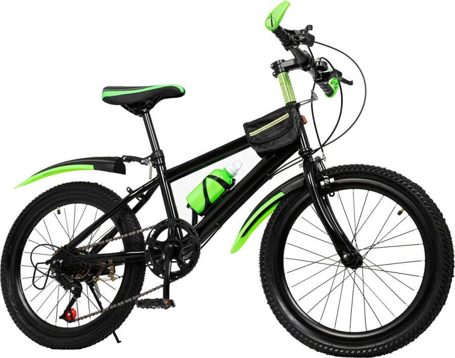 Roroa Kinderfiets Mountainbike Fiets 20 Inch Verstelbare Fiets 7 versnellingen Groen