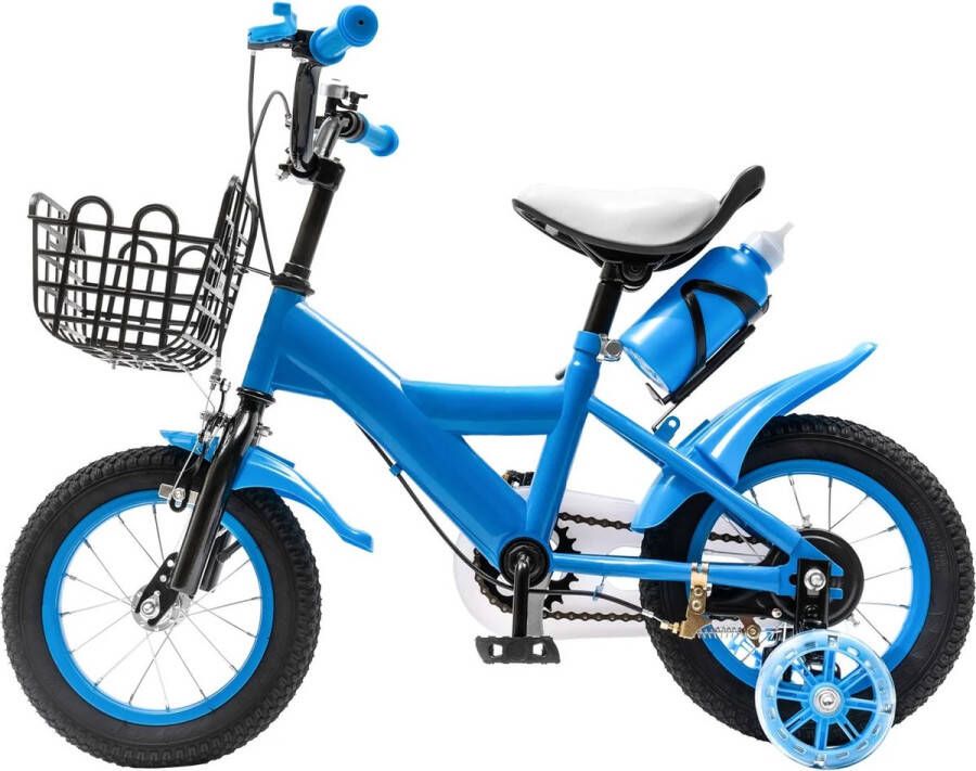 Roxana Kinderfiets Blauw Wit En Zwart 2 Tot 11 Jaar Met Zijwieltjes En Mandje Maximaal Draagvermogen 40 Kg