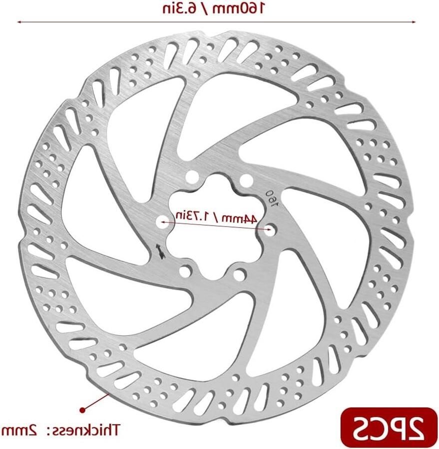 Set van 2 RVS Fietsschijfrem 160mm met 12 Schroeven voor Mountainbike en Racefiets Hoge Kwaliteit Duurzaam en Betrouwbaar