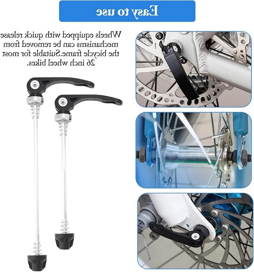 Set van 2 Snelle Ontgrendeling Skewers voor Fietsen Geschikt voor 66cm Wielen Voor- en Achterwielen Ideaal voor Racefietsen en Mountainbikes