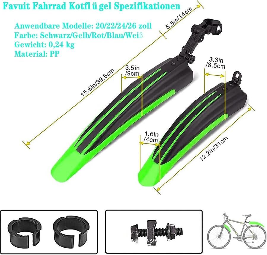 Set van 2 Verstelbare Fietspads voor- en Achterwielen Geschikt voor MTB en Stadsfietsen van 20 tot 27 Inch