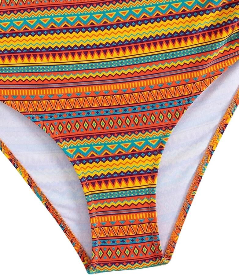 Sets push-up badpak spaghetti bikinitop hoge taille bikinibroek retro patroon badpak set badmode swimwear strandvakantie