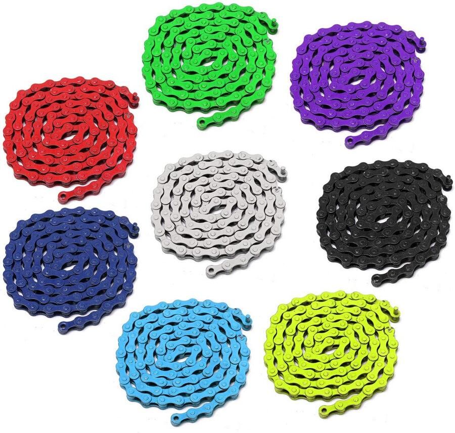 SnelShoppen 1 2 x 1 8 inch Enkele Versnelling Kleurvolle Fiets Ketting MTB BMX Racefiets Rood Betrouwbaar en Robuust