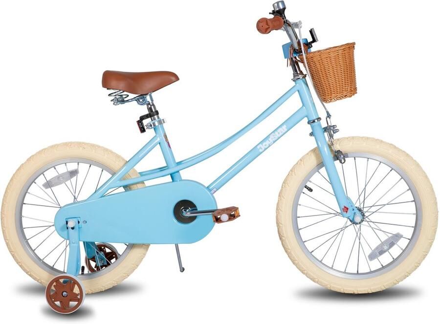 SnelShoppen 18 Inch Kinderfiets Meisjes met Steunwielen en Mand Blauw Fiets voor Peuters en Kinderen van 6-9 Jaar Veilig en Leuk voor Buitensp