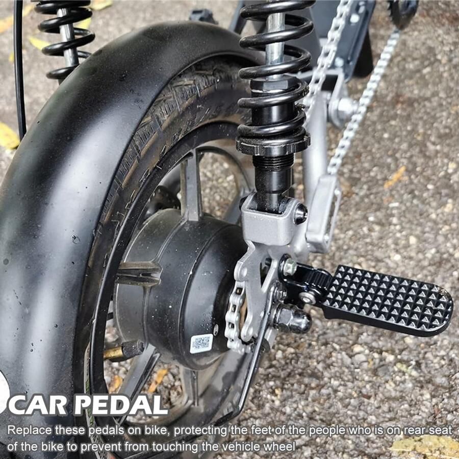 SnelShoppen 2 stuks Fiets Achterpedalen Aluminium Antislip Opvouwbare Voetsteunen voor E-bike Mountainbike Vouwfiets Zwart