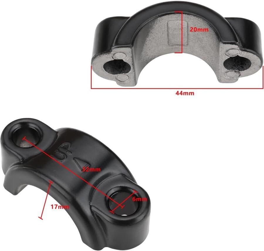 SnelShoppen 2 Stuks M6 Remhevel Klem Aluminium Koppeling Master Cilinder Klem Bevestiging Geschikt voor 22mm Dirt Bike Elektrische Fiets Handvat Zwa