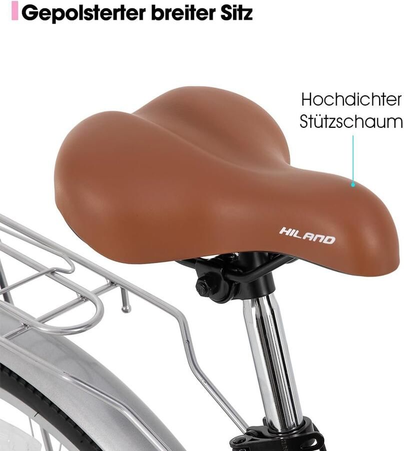 SnelShoppen 26 inch Stadsfiets Volwassenen sfiets met Step-Through Frame 7 Versnellingen Bagagedrager en d Roze Voor nen en